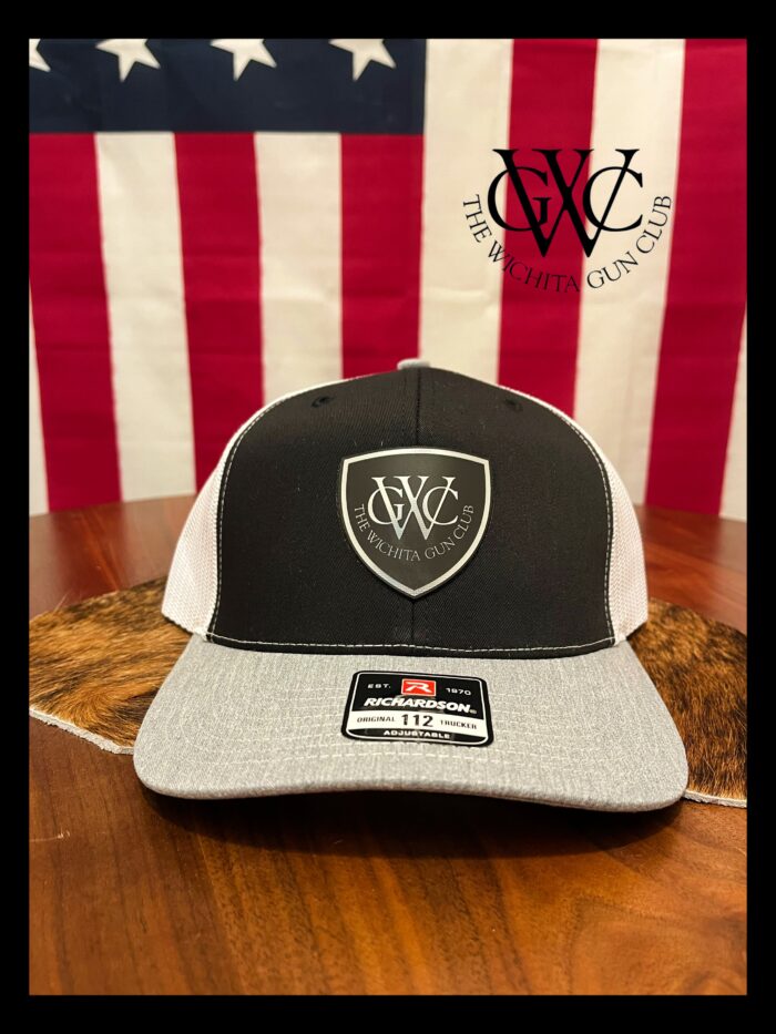 TWGC Richardson 112 Hat, Black/White/Heather Shield Patch