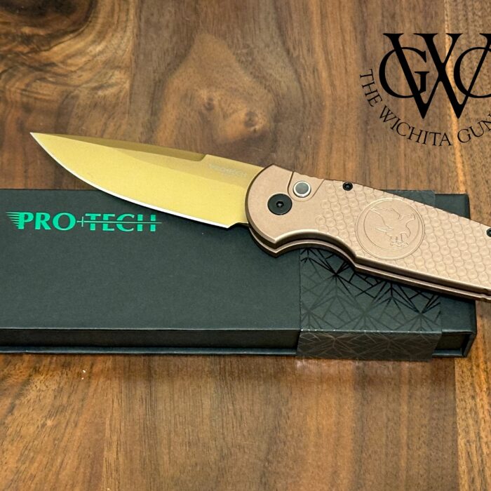 Pro-Tech Knives Nighthawk "Sandhawk Edition" Custom TR-3 Automatic Knife, FDE/Tan, Magnacut Steel, Black Lip Pearl Button
